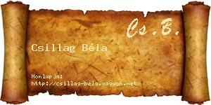 Csillag Béla névjegykártya
